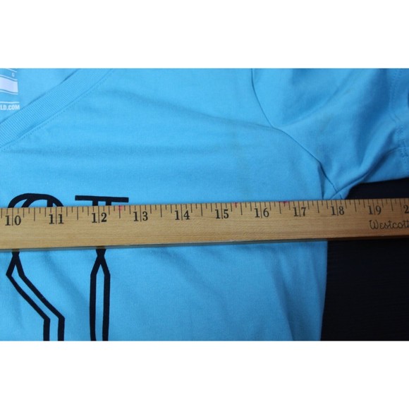 Nike Dri-Fit  Women's Athletic Cut Blue V-Neck Tee Medium "Just Do It" - Picture 9 of 10